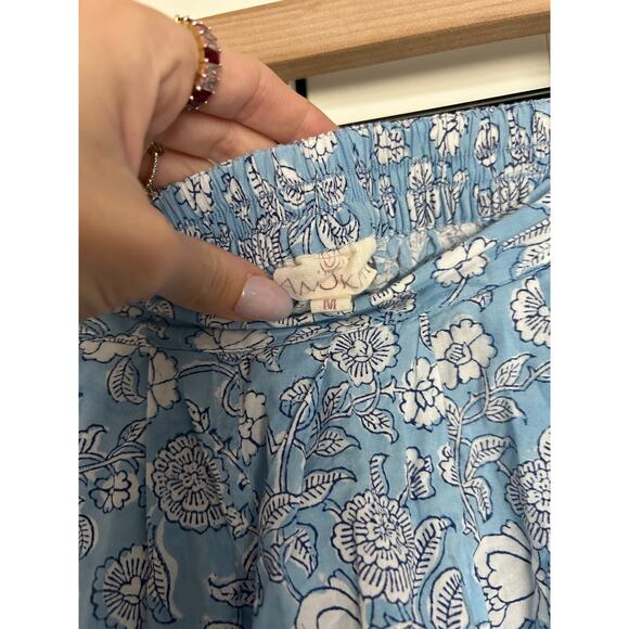 Anokhi Block Print Wide Leg Cropped Pants Blue Sz Medium - Picture 4 of 6